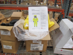 LOT TO INCLUDE: MISC. GLOVES, COVERALLS, RUPTURE DISC, BAND STRAPPING, ELECTRICAL COVERS. LOADING & HANDLING FEE $15-4171